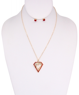 Heart Pendant Necklace with Earrings NB700114 GOLDLM